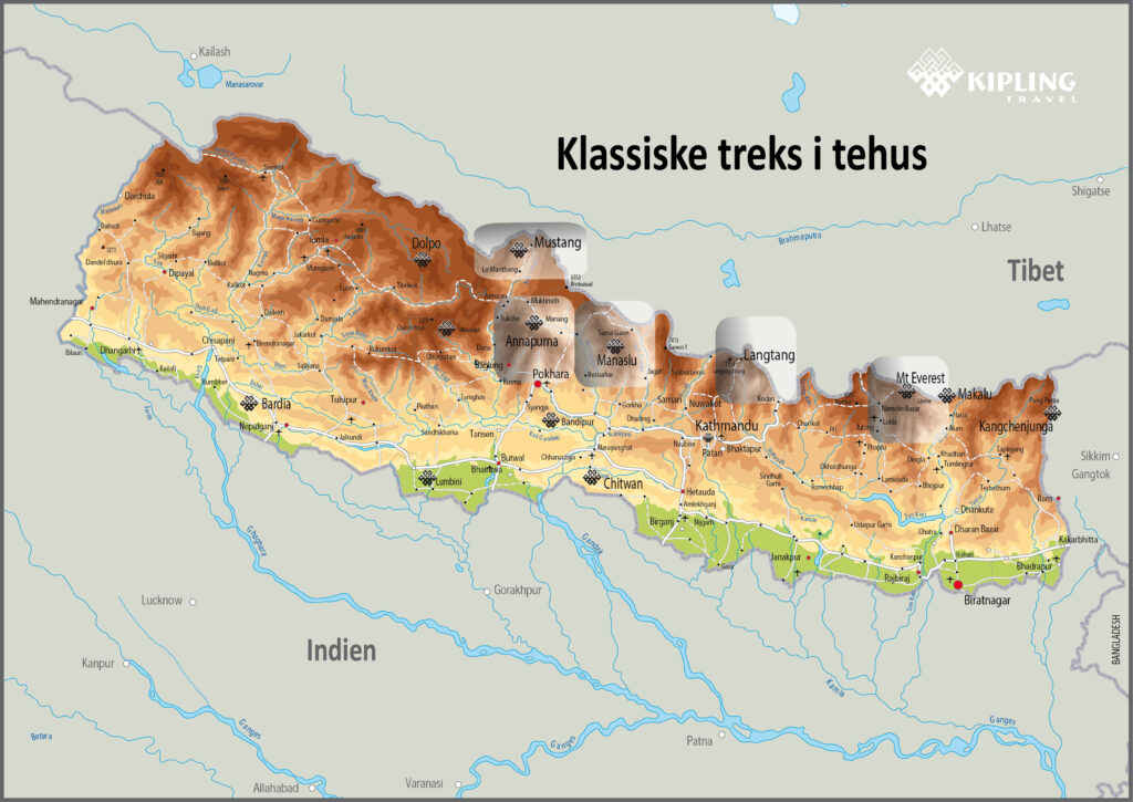 Tehusene er en af grundene til, at trekking i Nepal er blevet så populært. Et tehus er et enkelt familieejet gæstehus, som tilbyder mad, overnatning og et fællesrum, spisestue til trekkerne.